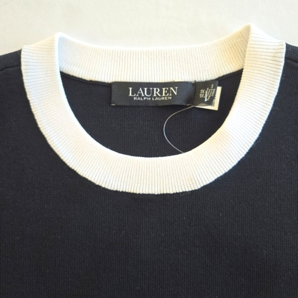 🏷️LRL Sleeveless Knit Black White Sweater Size 1X RALPH LAUREN - Picture 2 of 6